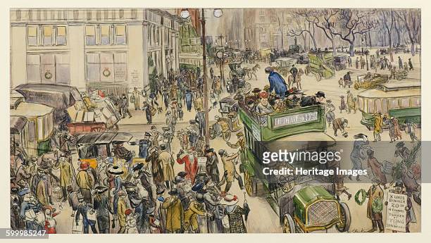 Christmas Shoppers, Madison Square, 1912. Found in the collection of Museum of Art Fort Lauderdale, Nova Southeastern University. Artist : Glackens,...