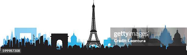 paris skyline (jedes gebäude ist beweglich und vollständig) - place charles de gaulle paris stock-grafiken, -clipart, -cartoons und -symbole
