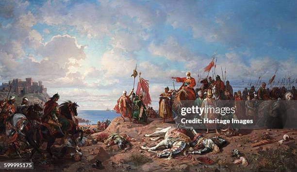 The death of king Wladyslaw III at Varna, 1865-1875. Found in the collection of Muzeum Narodowe, Krakow. Artist : Khlebovsky, Stanislav .