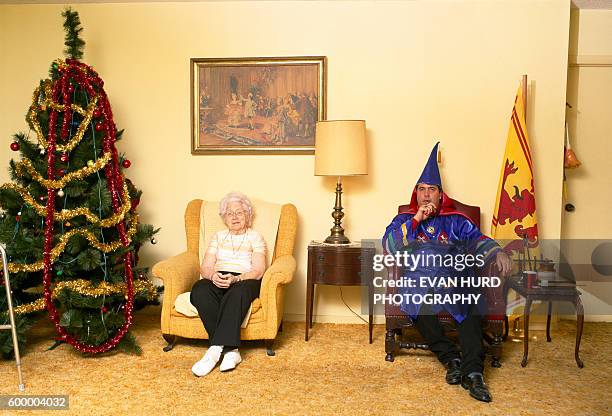 Ku Klux Klan leader J.D. Alder at home with his mother.