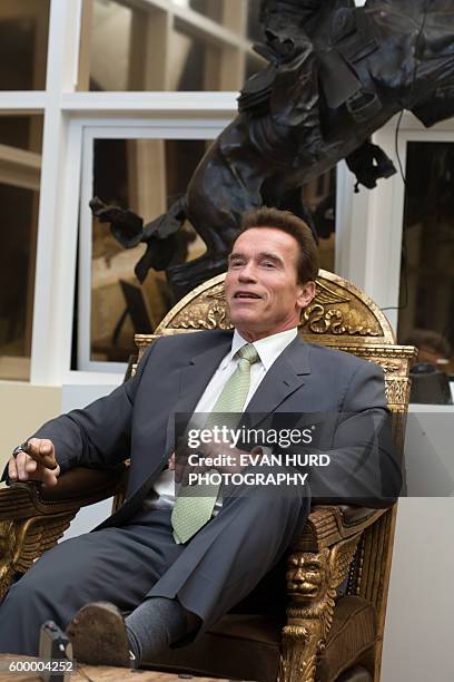 Arnold Schwarzenegger at his private office in Santa Monica.