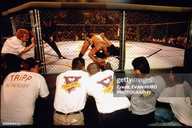 American professional wrestler Dan "The Beast" Severn wins the 1995 Ultimate Fighting Championship, by defeating Russian Oleg Taktarov.