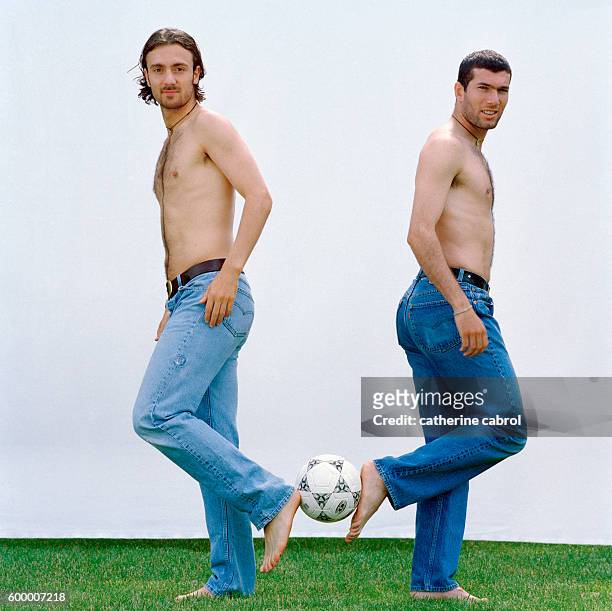 French Soccer Players Christophe Dugarry and Zinedine Zidane
