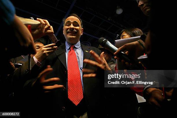 David Axelrod, political advisor to the Barack Obama campaign, speaks to media, after the MSNBC hosted debate between Democratic Presidential...