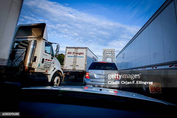 Stock image of traffic entering the George Washington Bridge from the Fort Lee side in New Jersey. All but one lane closed on September 12th 2013...