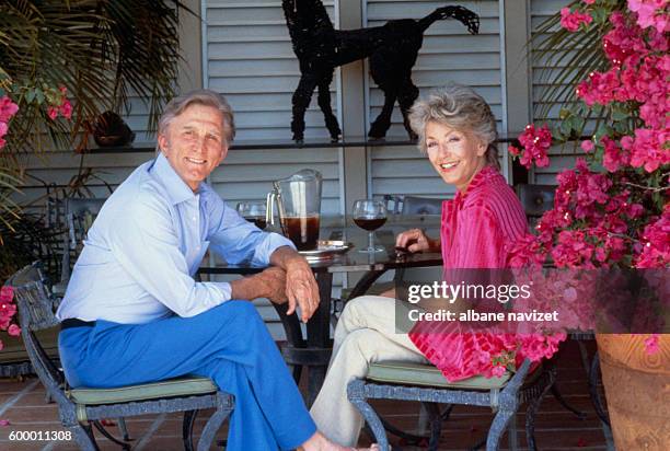 American actor and producer Kirk Douglas and his wife German-American producer Anne Buydens at home in Palm Springs.