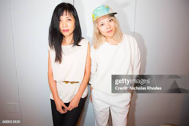 Cibo Matto backstage at Ceremony Room speakeasy grand opening event at MatchaBar in Brooklyn, New York