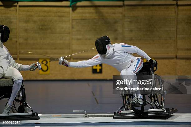 French paralympic fencer Cyril More during a training session.