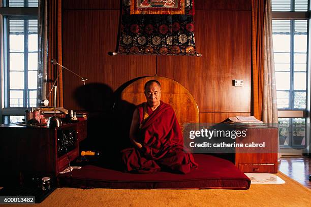 His Holiness the Dalai Lama in his home in Dharamsala, India, circa 1991.