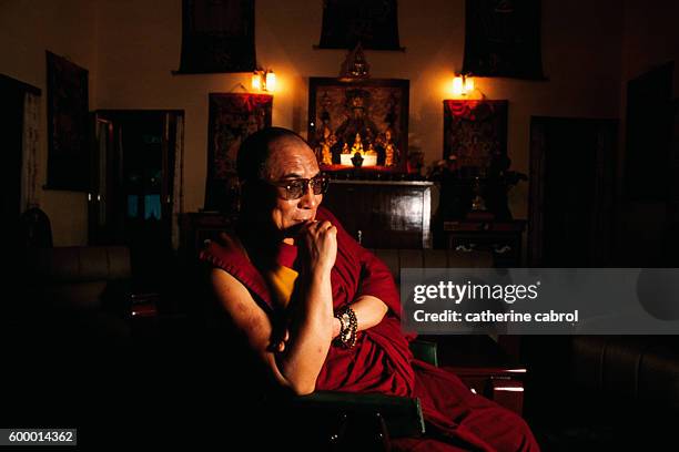 His Holiness the Dalai Lama in his home in Dharamsala, India, circa 1991.