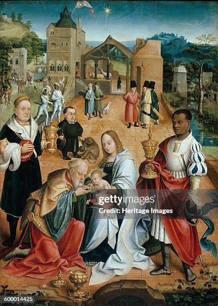 The Adoration of the Magi , 16th century. Found in the collection of Staatliche Museen, Berlin. Artist : Utrecht, Jacob Claesz. Van .