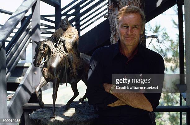 American actor Charlton Heston at home in Los Angeles.