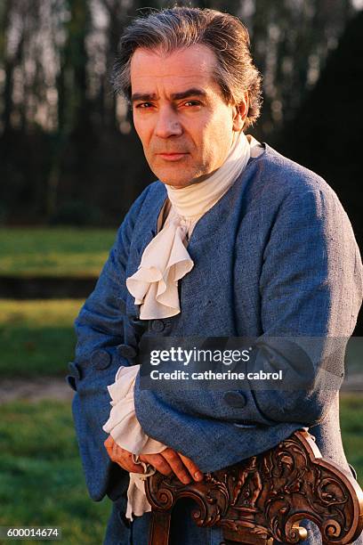 Actor Pierre Arditi on the set of the television series Condorcet directed by Michel Soutter.