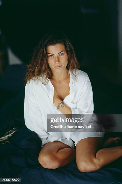 American model and actress Carre Otis in her Los Angeles home.