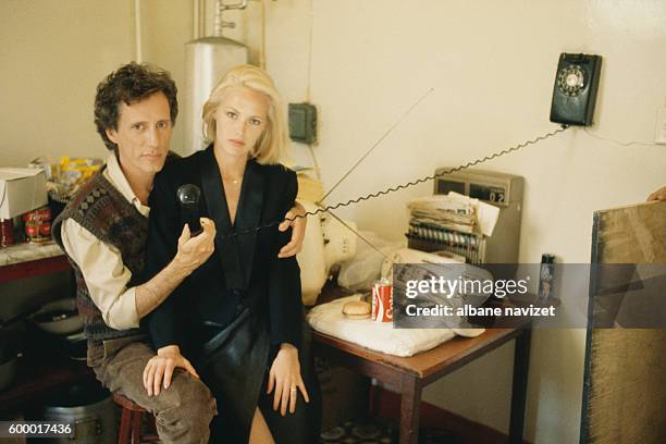 American actor James Woods and Canadian actress Gabrielle Lazure on the set of Joshua Then and Now directed by Canadian Ted Kotcheff.