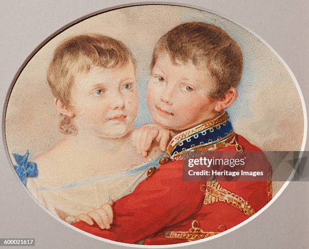 Portrait of Crown prince Alexander Nikolayevich and Grand Duchess Maria Nikolaevna as Children, 1825. Found in the collection of State Museum of A.S....