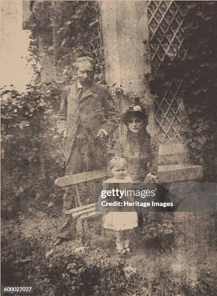 Berthe Morisot, her husband Eugène Manet and their daughter, Julie, ca 1881. Found in the collection of Musée d'Orsay, Paris. Artist : Anonymous.