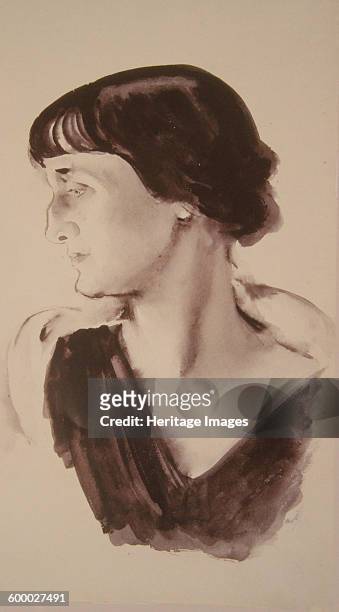 Portrait of the Poetess Anna Akhmatova , 1928. Found in the collection of State Russian Museum, St. Petersburg. Artist : Tyrsa, Nikolai Andreyevich .