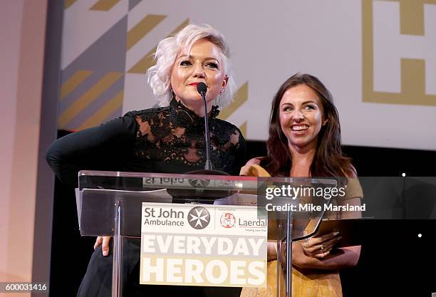 Hannah Spearritt and Louisa Lytton on stage at the St John Ambulance's Everyday Heroes awards, a star-studded celebration of the nation's life...