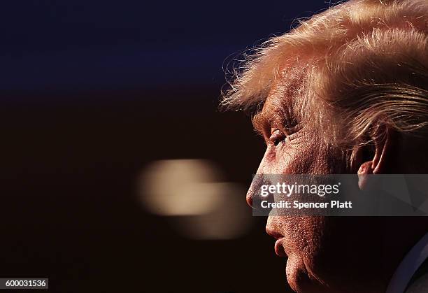 Republican presidential candidate Donald Trump speaks while accepting the Conservative Party of New York State's nomination for president on...