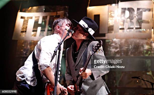 Pete Doherty and Carl Barat of The Libertines perform at O2 Academy Brixton on September 7, 2016 in London, England.