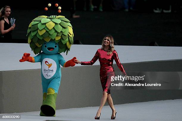 Actress Fernanda Lima participates during the Opening Ceremony of the Rio 2016 Paralympic Games at Maracana Stadium on September 7, 2016 in Rio de...