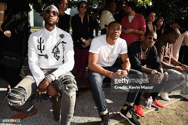 Chainz, Russell Westbrook and Fabolous attend the Kanye West Yeezy Season 4 fashion show on September 7, 2016 in New York City.