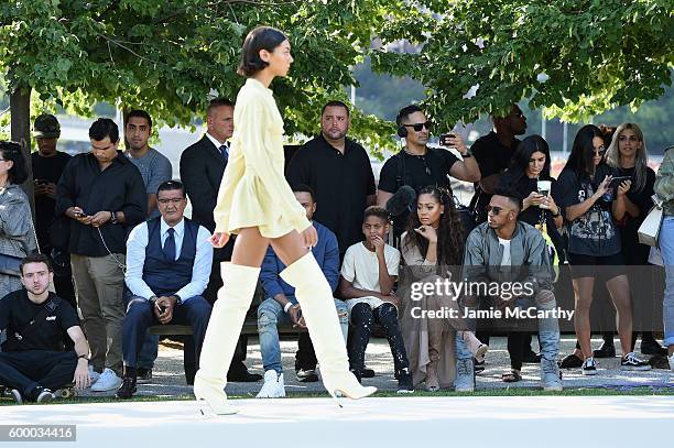 Kiyan Carmelo Anthony and La La Anthony attend the Kanye West Yeezy Season 4 fashion show on September 7, 2016 in New York City.