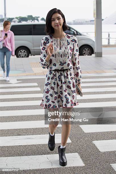 South Korean model Vivian is seen on departure at Incheon International Airport on September 7, 2016 in Incheon, South Korea.