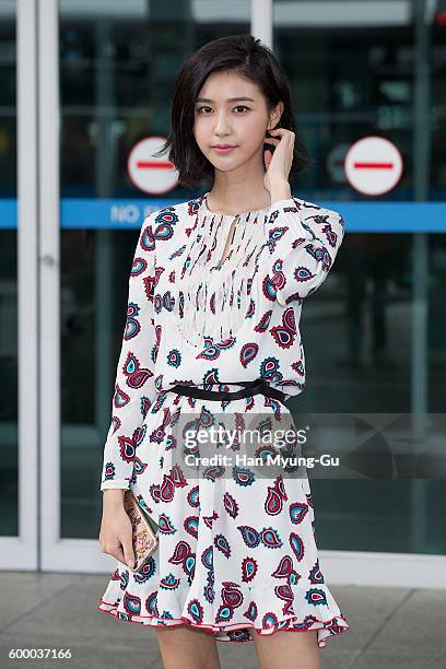 South Korean model Vivian is seen on departure at Incheon International Airport on September 7, 2016 in Incheon, South Korea.