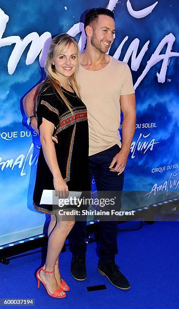 Tina O'Brien and Adam Crofts arrive at the press night for Cirque Du Soleil's 'Amaluna' at The Big Top, Intu Trafford Centre on September 7, 2016 in...