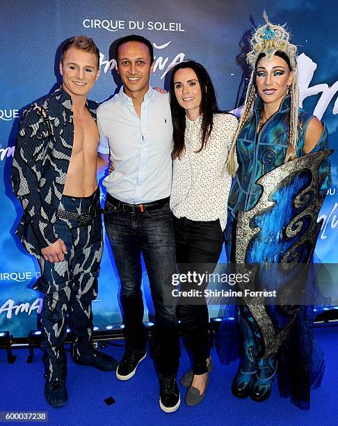 Chris Bisson and Rowena Finn arrive at the press night for Cirque Du Soleil's 'Amaluna' at The Big Top, Intu Trafford Centre on September 7, 2016 in...