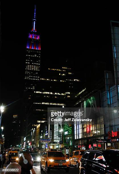The Empire State Building lights up in FC Barcelona's iconic red and blue team colors to celebrate the club's arrival to New York, and its 10-year...