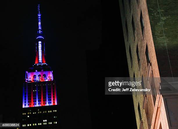 The Empire State Building lights up in FC Barcelona's iconic red and blue team colors to celebrate the club's arrival to New York, and its 10-year...