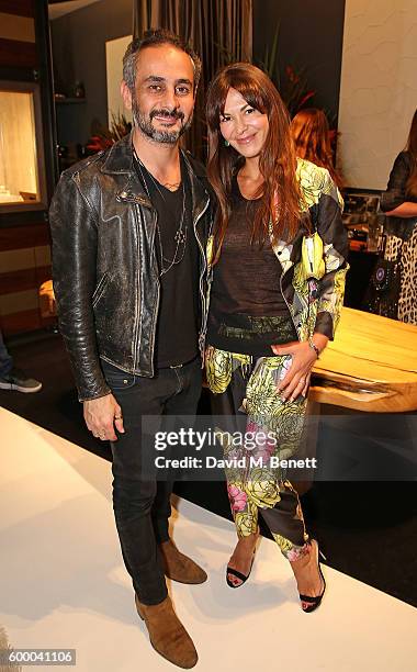 Ara Vartanian and Brigitta Spinocchia attend the Ara Vartanian store opening party on Bruton Place on September 7, 2016 in London, England.