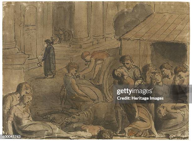 Great Plague of London, c. 1779. Private Collection. Artist : Blake, William .