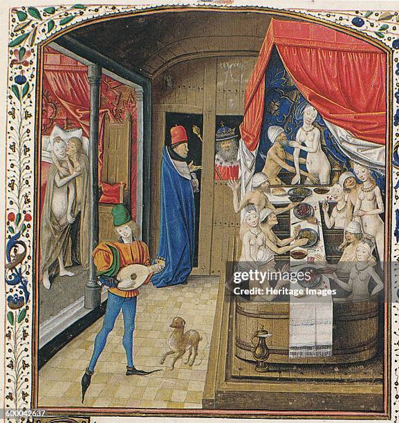 Bathhouse. From Facta et dicta memorabilia by Valerius Maximus, ca 1470. Found in the collection of Staatsbibliothek zu Berlin. Artist : Master of...