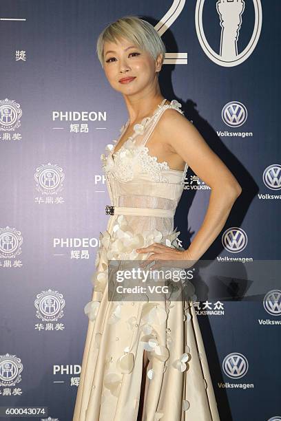 Actress Rain Lau Yuk-Tsui poses during the 20th Huading Awards and China Film Satisfaction Survey Release Ceremony at Kowloon Bay International Trade...