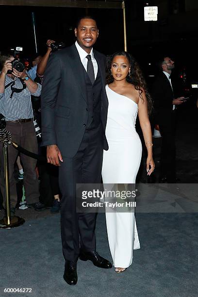 Carmelo Anthony and La La Anthony attend the Tom Ford Fall 2016 fashion show during New York Fashion Week September 2016 at The Four Seasons on...