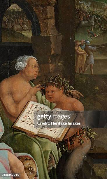 Saul and the Witch of Endor. Detail: Grimoire, 1526. Found in the collection of Rijksmuseum, Amsterdam. Artist : Cornelisz van Oostsanen, Jacob .