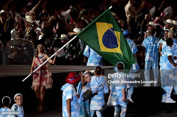 Actress Fernanda Lima during the Opening Ceremony of the Rio 2016 Paralympic Games at Maracana Stadium on September 7, 2016 in Rio de Janeiro, Brazil.