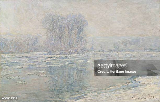 Ice, white effect , 1893. Private Collection. Artist : Monet, Claude .