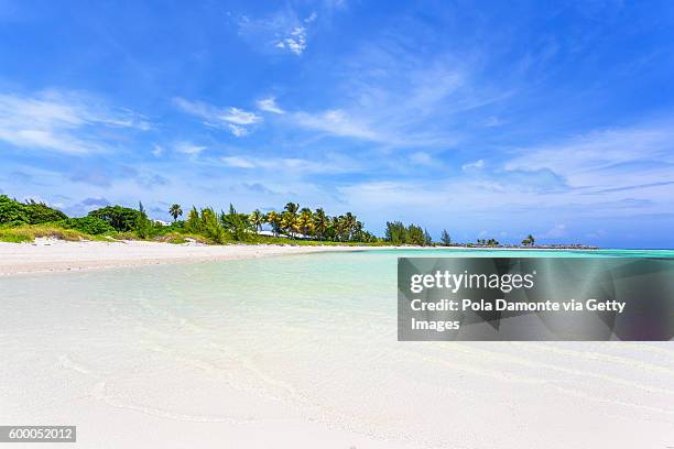 beautiful beach in bahamas, caribbean ocean and idyllic islands in a sunny day - grand bahama stock pictures, royalty-free photos & images