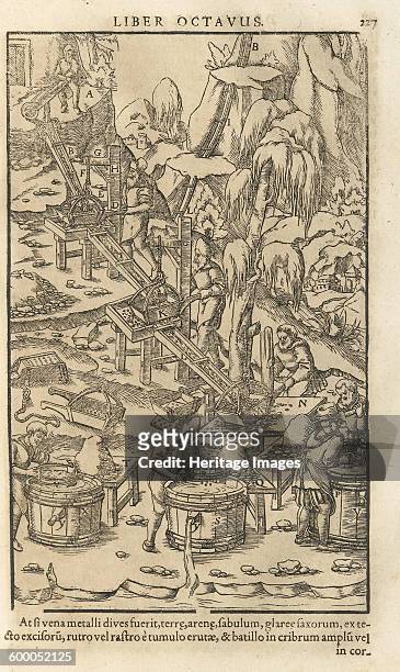 Illustration from De re metallica libri XII by Georgius Agricola, 1556. Private Collection. Artist : Anonymous.