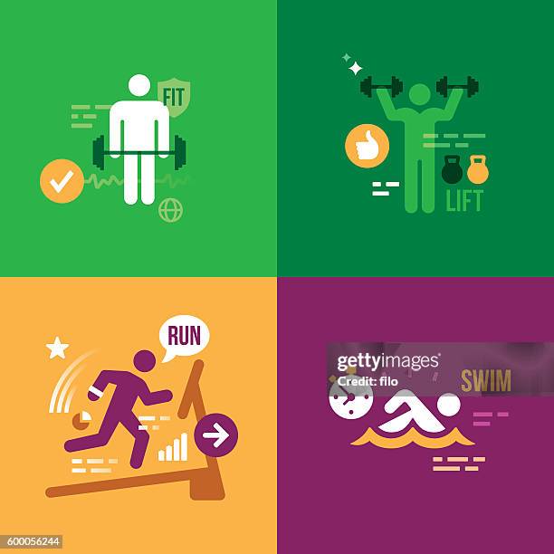 fitness exercise health people - triathlete stock illustrations