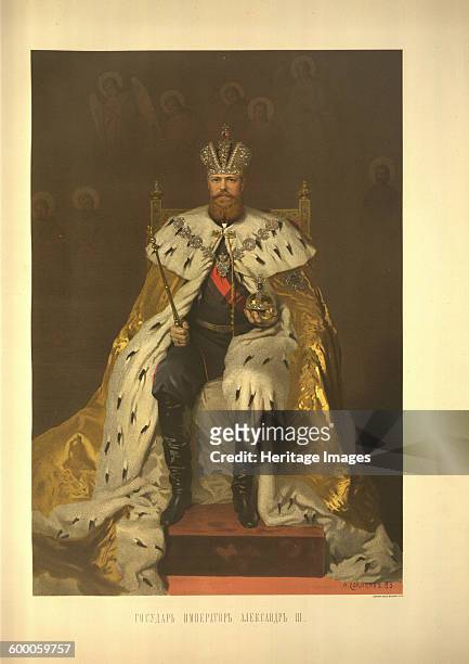 Coronation Portrait of the Emperor Alexander III , 1883. Found in the collection of State History Museum, Moscow. Artist : Kramskoi, Ivan...
