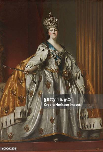 Portrait of Empress Catherine II in Her Coronation Robes, after 1762. Found in the collection of State Hermitage, St. Petersburg. Artist : Erichsen,...