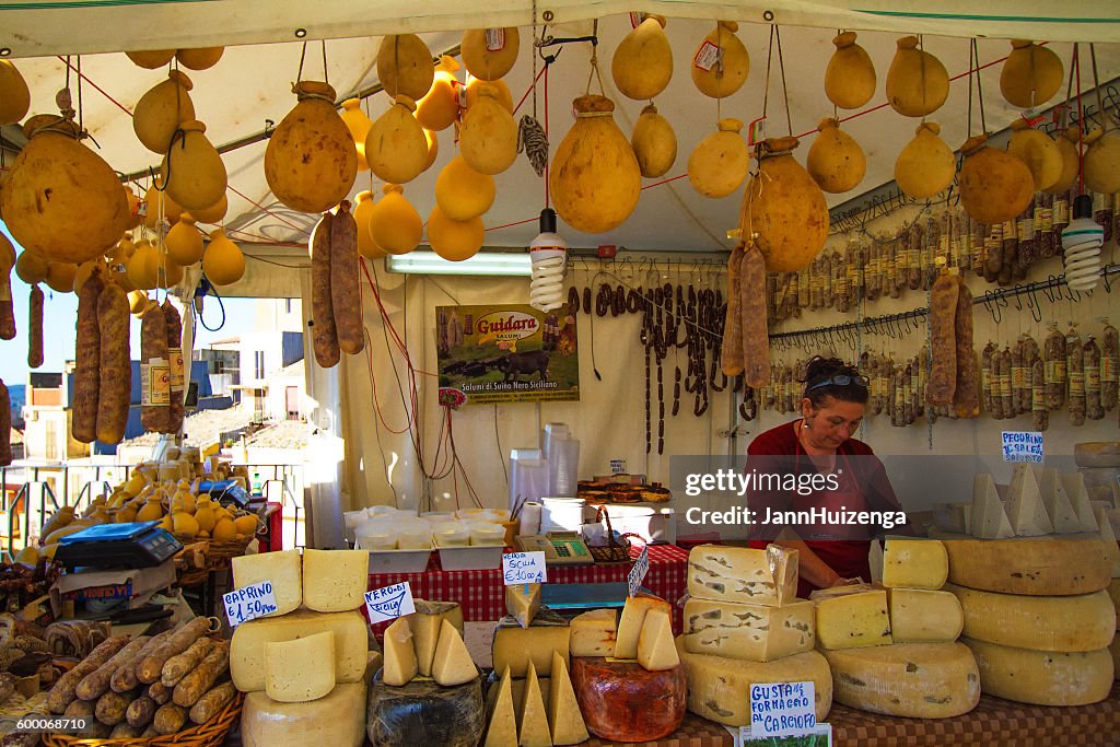 Vizzini, Sicily: Cheese Booth at Ricotta Festival