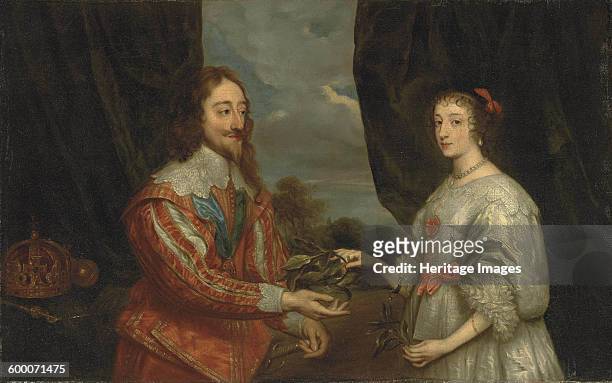 Double portrait of King Charles I and Queen Henrietta Maria. Private Collection. Artist : Dyck, Sir Anthony van, .