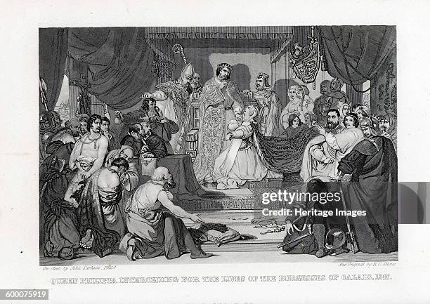 Queen Philippa Interceding for the Lives of the Burghers of Calais 1882. Private Collection. Artist : Sartain, John .